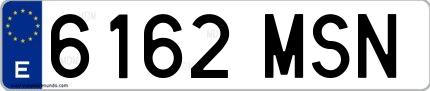 Ejemplo de matrícula española 6162 MSN