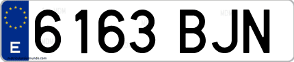 Ejemplo de matrícula de coche ordinaria 6163 BJN
