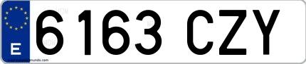 Ejemplo de matrícula española 6163 CZY