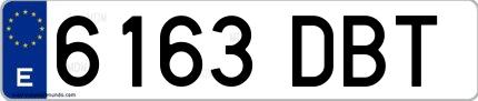 Ejemplo de matrícula española 6163 DBT