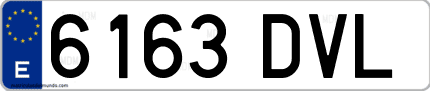 Ejemplo de matrícula de coche ordinaria 6163 DVL