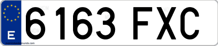 Ejemplo de matrícula de coche ordinaria 6163 FXC