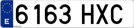 Ejemplo de matrícula española 6163 HXC