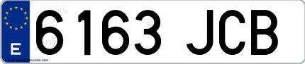 Ejemplo de matrícula española 6163 JCB