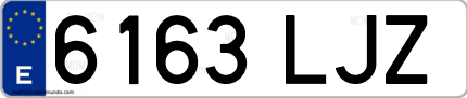 Ejemplo de matrícula de coche ordinaria 6163 LJZ