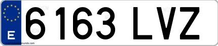 Ejemplo de matrícula española 6163 LVZ