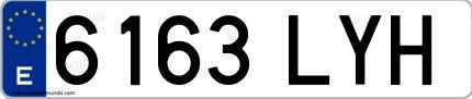 Ejemplo de matrícula española 6163 LYH