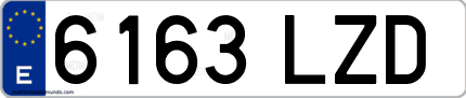Ejemplo de matrícula de coche ordinaria 6163 LZD