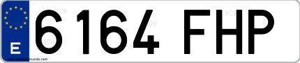 Ejemplo de matrícula de coche ordinaria 6164 FHP