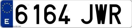 Ejemplo de matrícula española 6164 JWR
