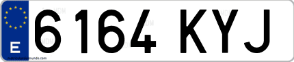 Ejemplo de matrícula de coche ordinaria 6164 KYJ