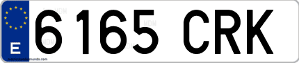 Ejemplo de matrícula de coche ordinaria 6165 CRK