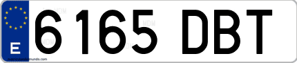Ejemplo de matrícula de coche ordinaria 6165 DBT