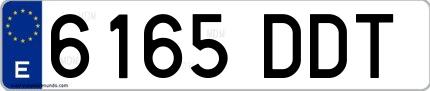 Ejemplo de matrícula española 6165 DDT