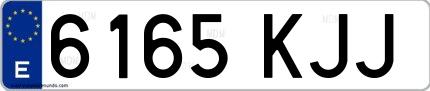 Ejemplo de matrícula de coche ordinaria 6165 KJJ