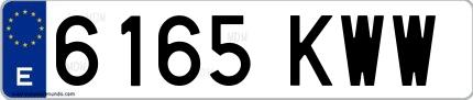 Ejemplo de matrícula española 6165 KWW