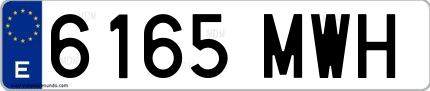 Ejemplo de matrícula de coche ordinaria 6165 MWH
