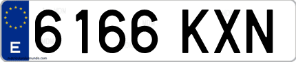 Ejemplo de matrícula de coche ordinaria 6166 KXN