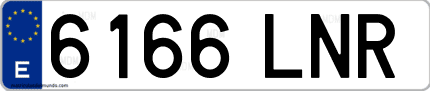 Ejemplo de matrícula de coche ordinaria 6166 LNR