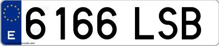 Ejemplo de matrícula española 6166 LSB