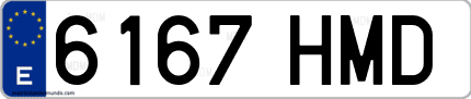 Ejemplo de matrícula de coche ordinaria 6167 HMD
