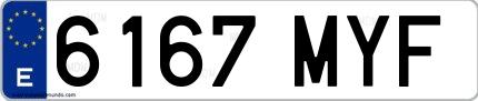 Ejemplo de matrícula de coche ordinaria 6167 MYF