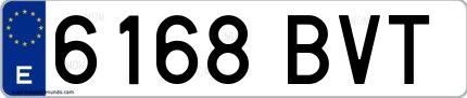 Ejemplo de matrícula española 6168 BVT