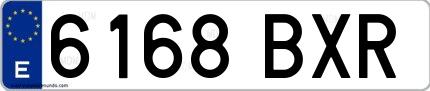 Ejemplo de matrícula española 6168 BXR