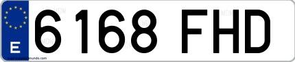Ejemplo de matrícula española 6168 FHD