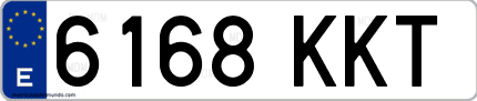 Ejemplo de matrícula de coche ordinaria 6168 KKT