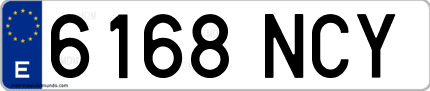 Ejemplo de matrícula de coche ordinaria 6168 NCY