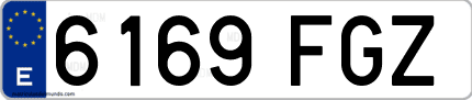 Ejemplo de matrícula de coche ordinaria 6169 FGZ