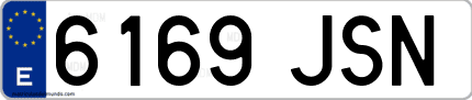 Ejemplo de matrícula de coche ordinaria 6169 JSN