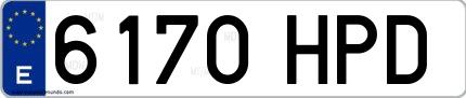 Ejemplo de matrícula española 6170 HPD