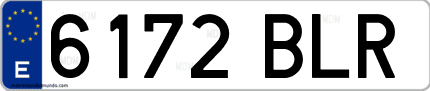 Ejemplo de matrícula de coche ordinaria 6172 BLR