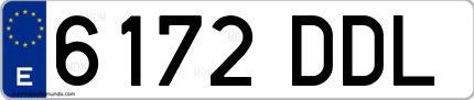 Ejemplo de matrícula de coche ordinaria 6172 DDL
