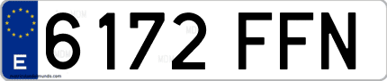 Ejemplo de matrícula de coche ordinaria 6172 FFN