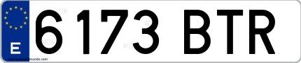 Ejemplo de matrícula española 6173 BTR