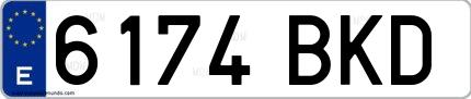 Ejemplo de matrícula española 6174 BKD