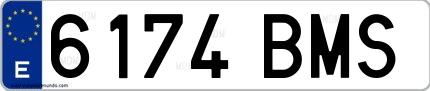 Ejemplo de matrícula española 6174 BMS