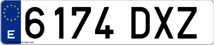 Ejemplo de matrícula de coche ordinaria 6174 DXZ