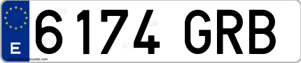 Ejemplo de matrícula de coche ordinaria 6174 GRB