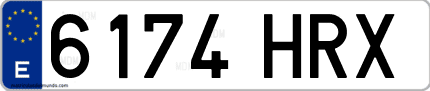 Ejemplo de matrícula de coche ordinaria 6174 HRX