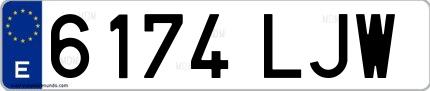 Ejemplo de matrícula española 6174 LJW