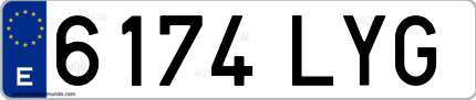 Ejemplo de matrícula de coche ordinaria 6174 LYG