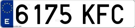 Ejemplo de matrícula española 6175 KFC