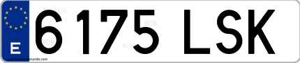 Ejemplo de matrícula de coche ordinaria 6175 LSK