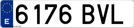 Ejemplo de matrícula española 6176 BVL