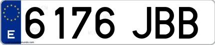 Ejemplo de matrícula española 6176 JBB