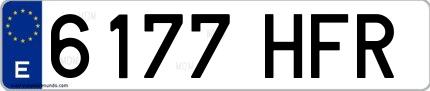 Ejemplo de matrícula española 6177 HFR